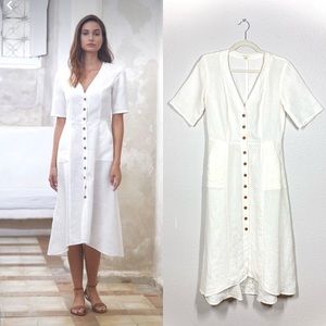 Raven + Lily 100% Linen Genet White Midi Dress